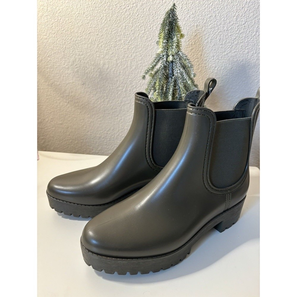 New PLNY Jeffrey Campbell Cloudy Water Resistant Boots Army Green Sz 8 Garden